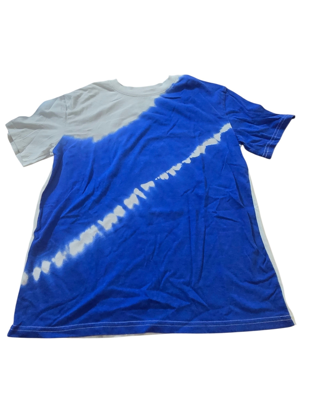 Blue and White Tie-Dye Diagonal T-Shirt